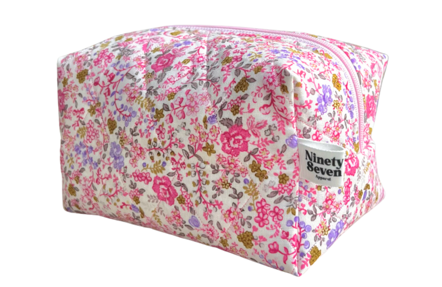 Pink Floral Makeup Bag