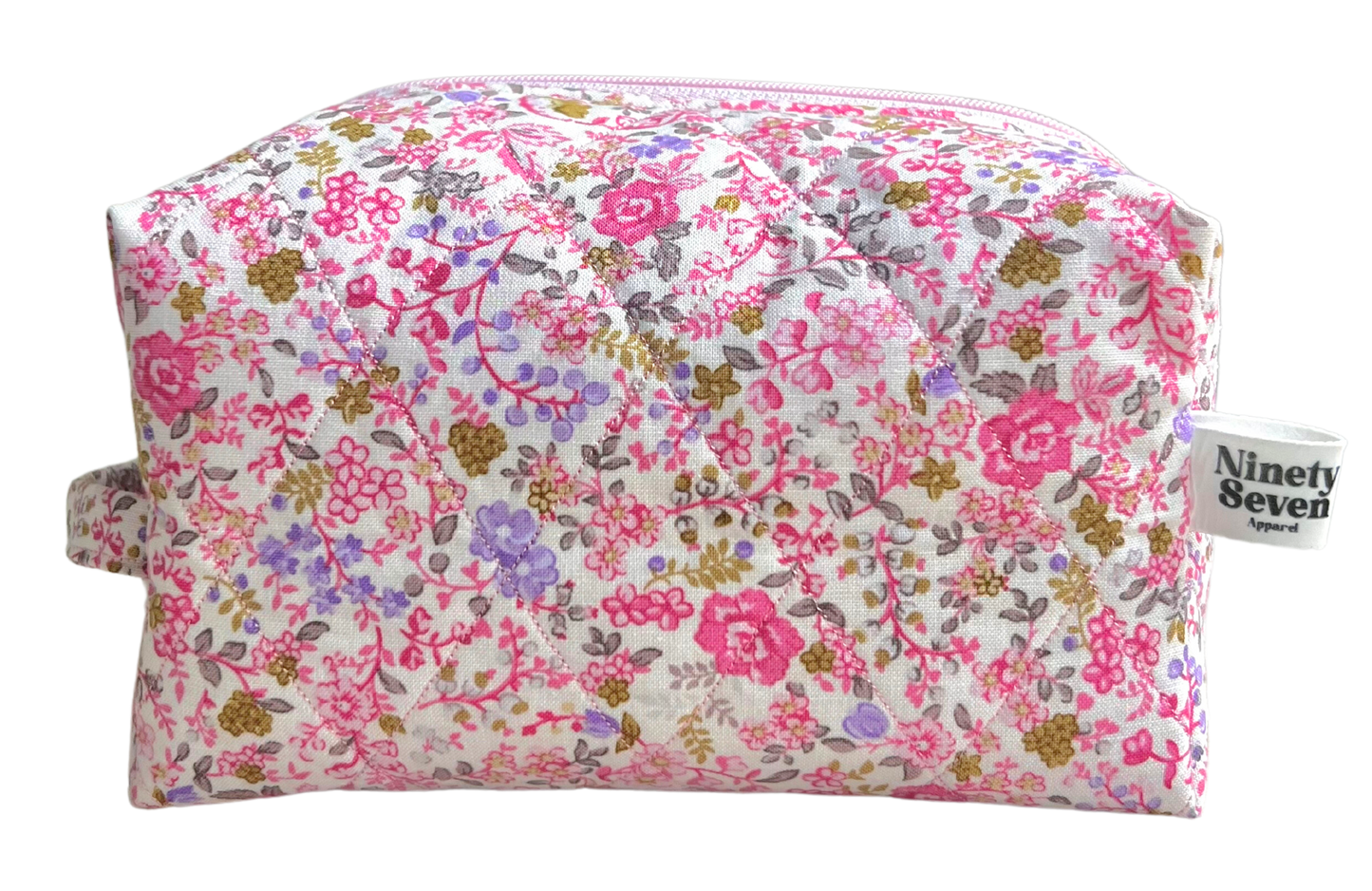 Pink Floral Makeup Bag