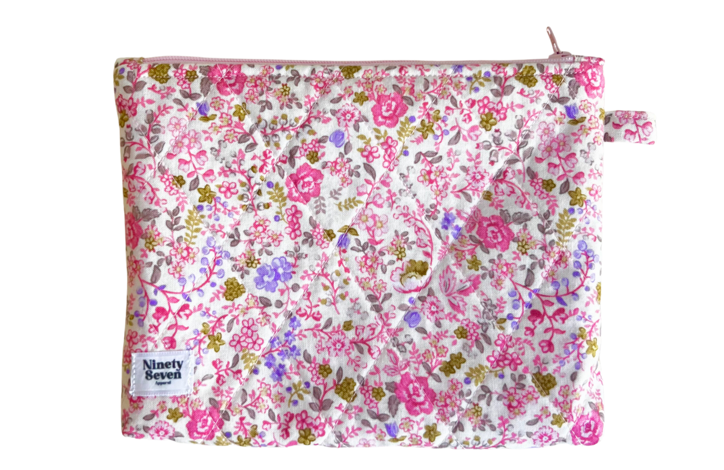 Pink Floral Zipper Pouch