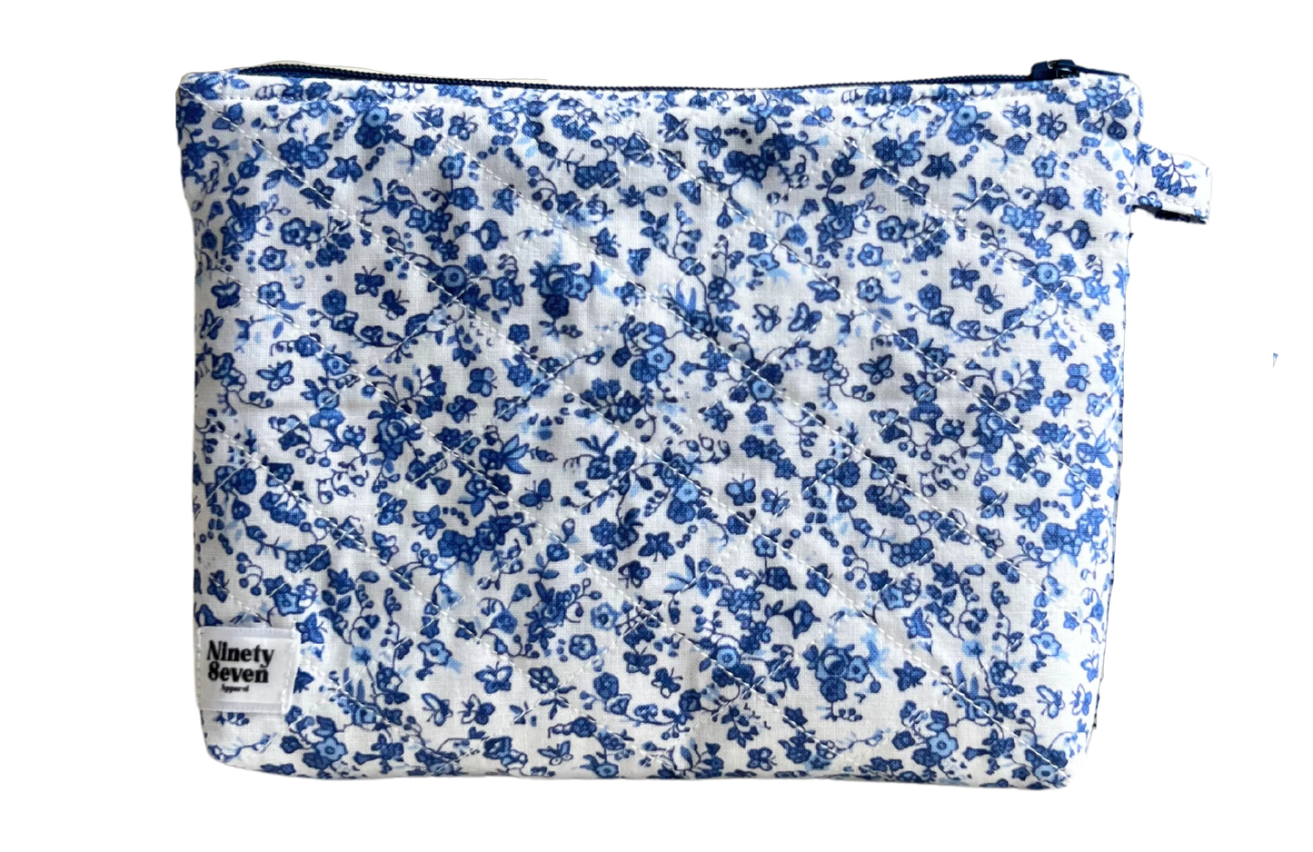 Blue Floral Zipper Pouch