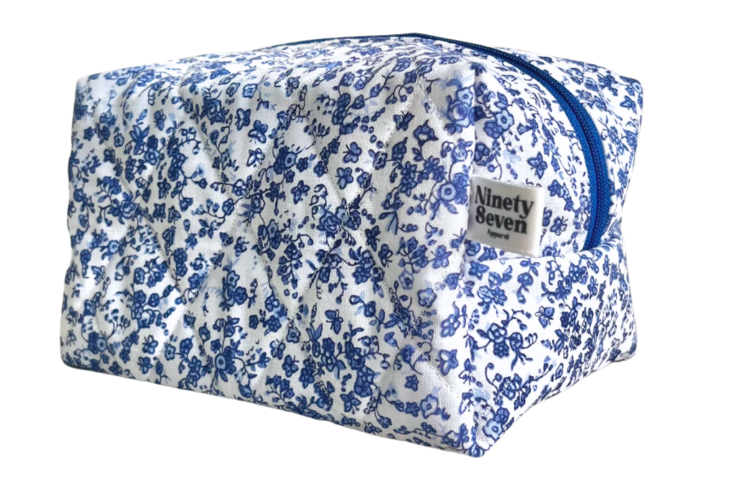 Blue Floral Makeup Bag