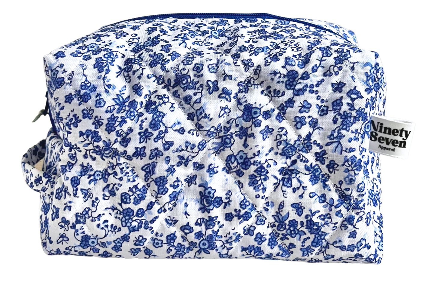 Blue Floral Makeup Bag